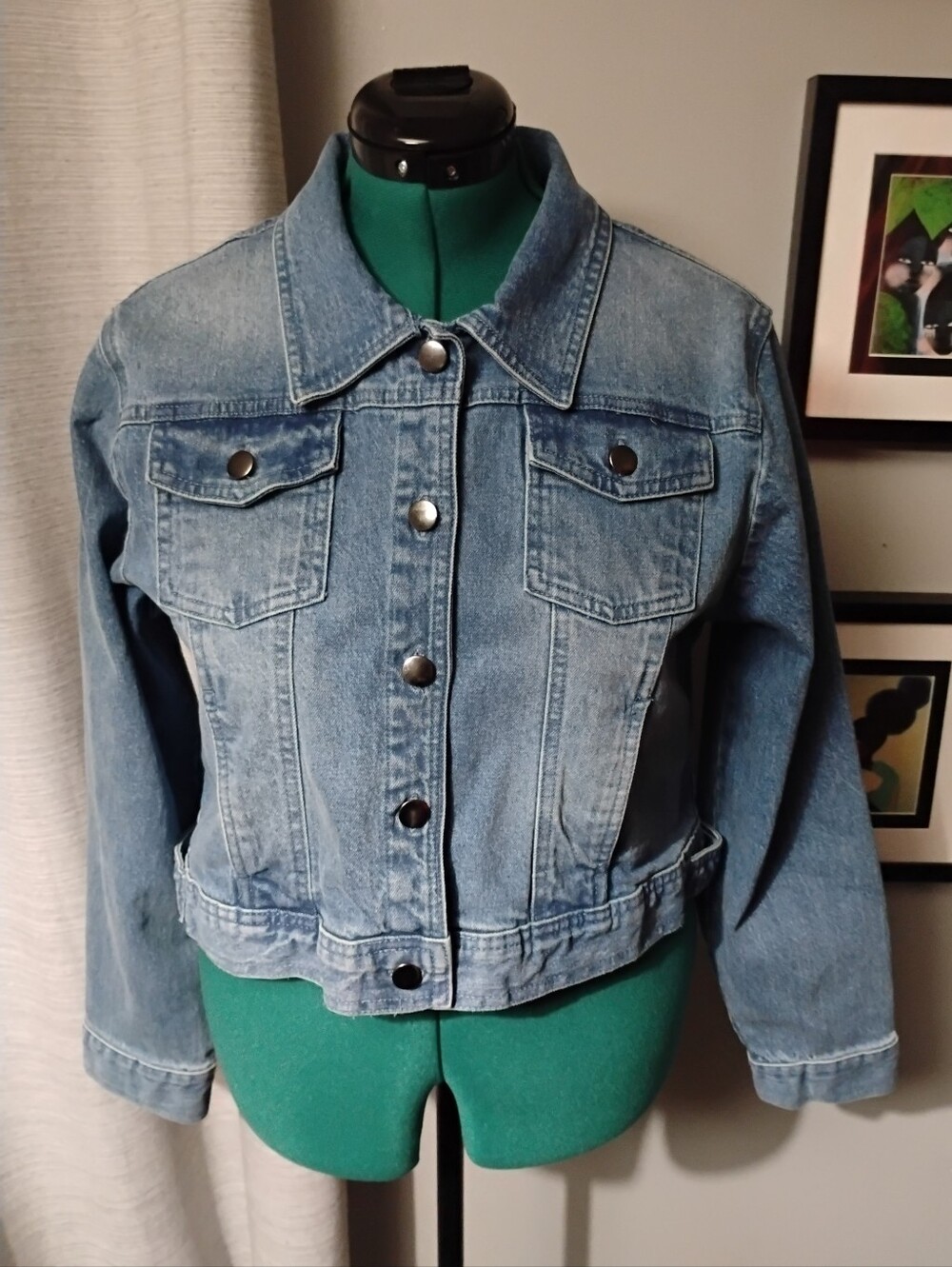 Nicole Miller Cropped Denim Jacket Medium Blue Sz XL NWOT
